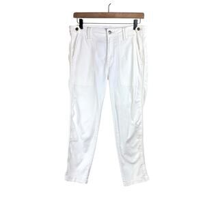 Pistola White Stretch Denim Patch Pocket High Rise Cropped Skinny Pants